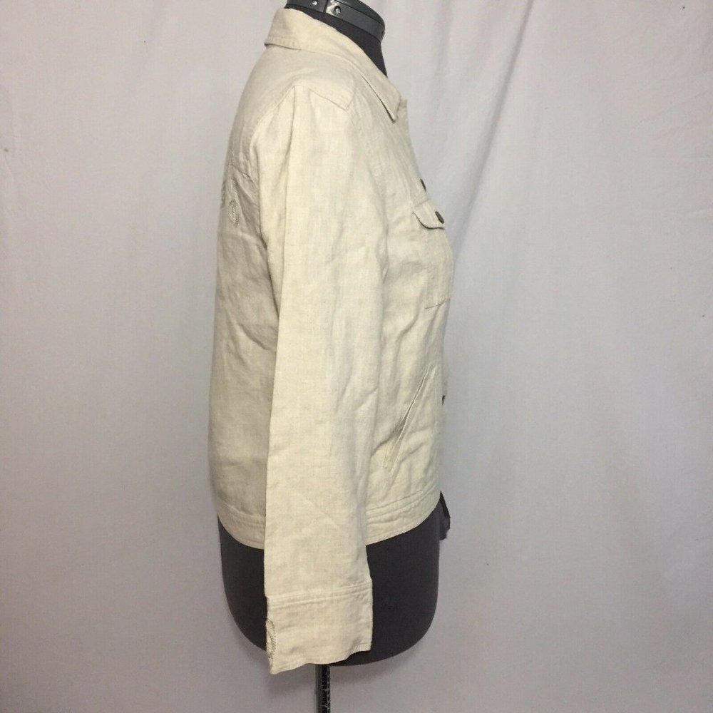 J Jill Tan Linen Jacket Womens 6 Used Linen - Picture 5 of 11